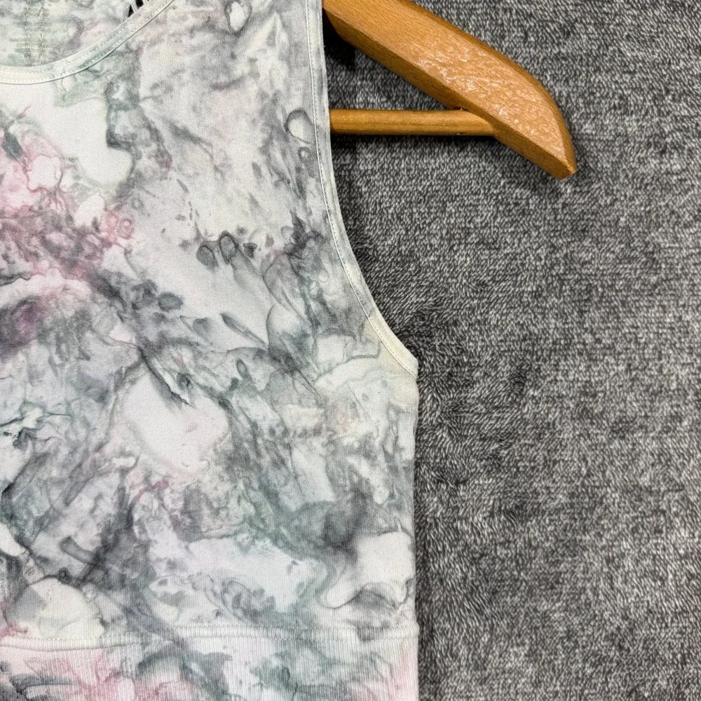 Carbon38 Tank Top‎ XS/S Marble Tie Dye Seamless Crop Pink Grey Laser Cut